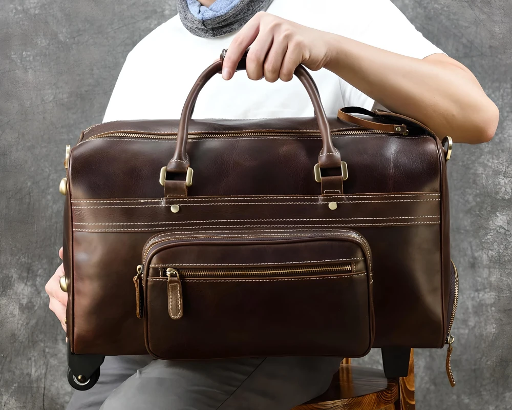 leather carry on luggage bag